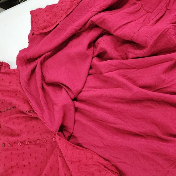 Lulus Completely In Love Wine Red Swiss Dot Button Front Maxi Dress XL - Picture 10 of 11